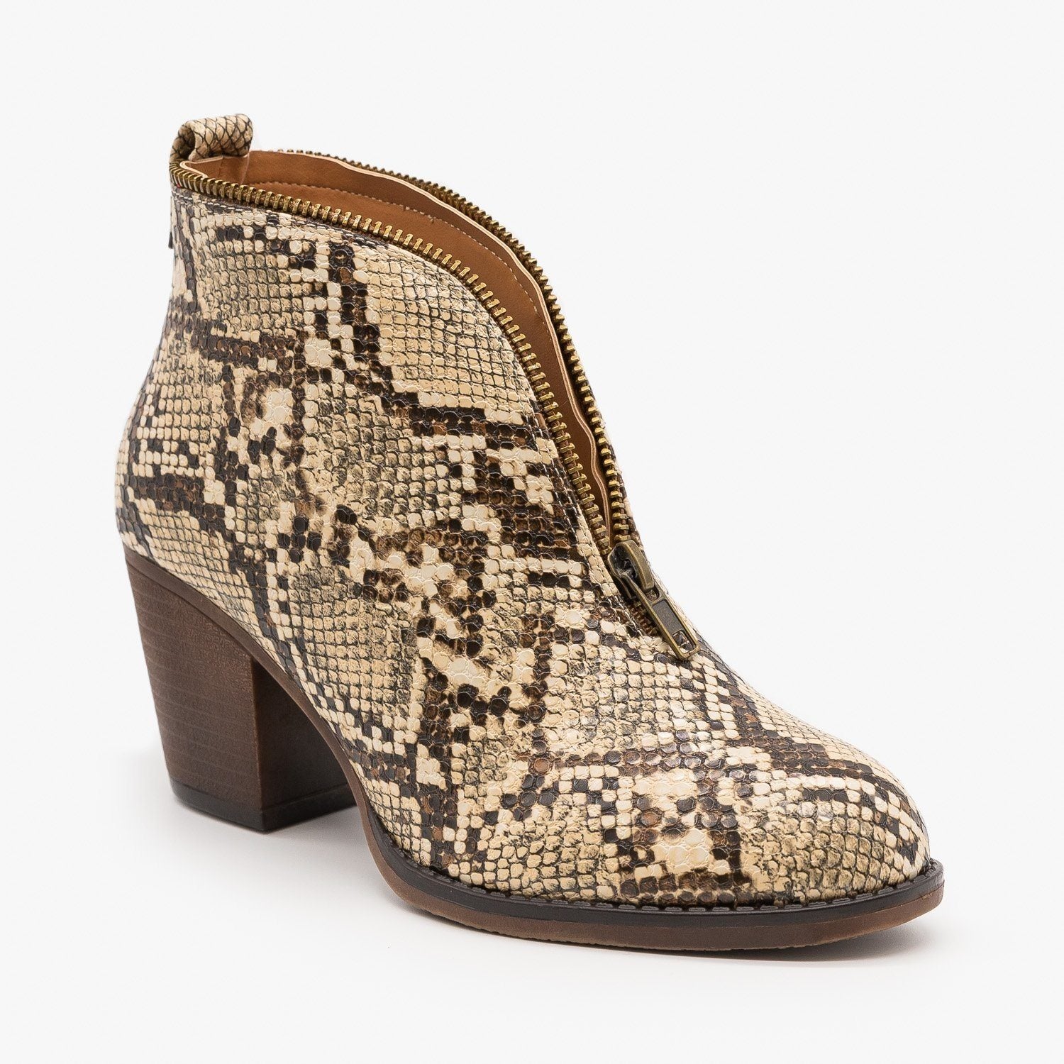 Zippered Animal Print Booties - Mata 