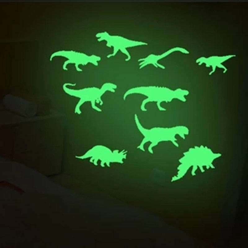 1set 9pcs Glow In The Dark Dinosaurs Stickers Ceiling Decal Baby Kid Room Toy For Kids