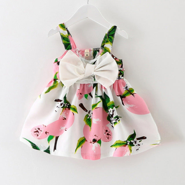 2017 Real Knee Length Sleeveless Bow Cute New Baby Dress Girls