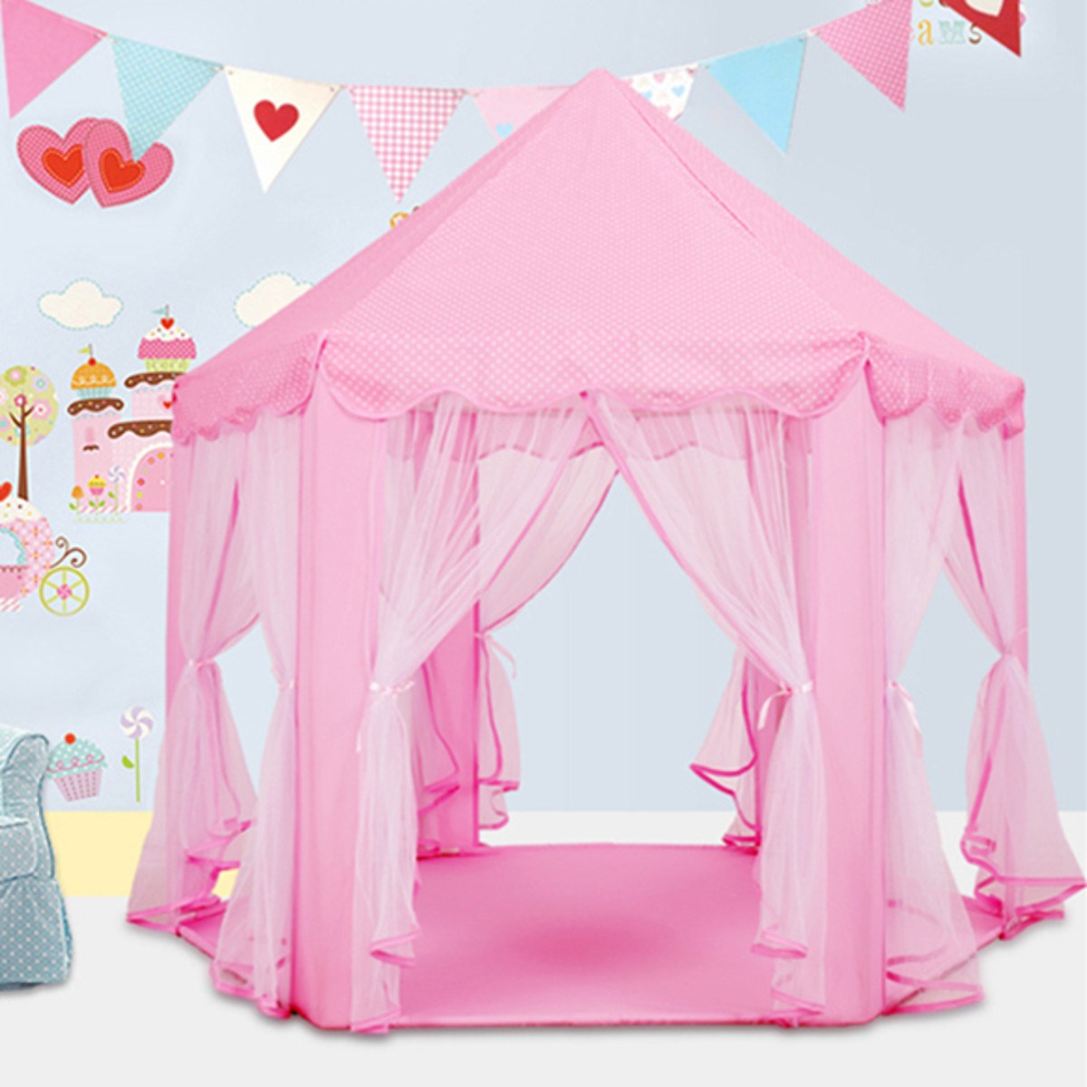 Lovely Girls Pink Princess Cute Playhouse Children Kids Play Tent Beach Tent For Children Kids