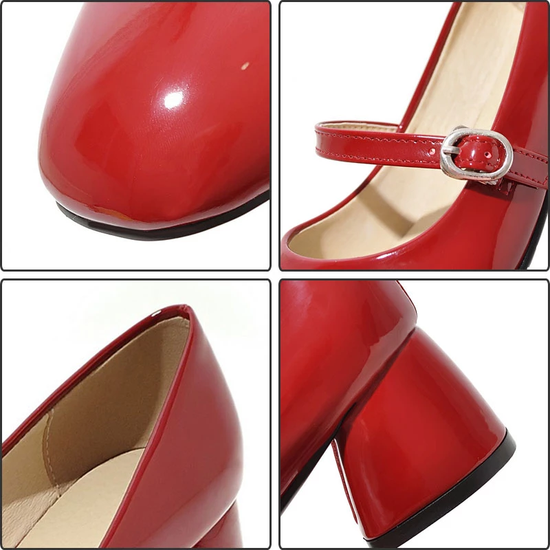round toe pumps shoes color red size 5 for women
