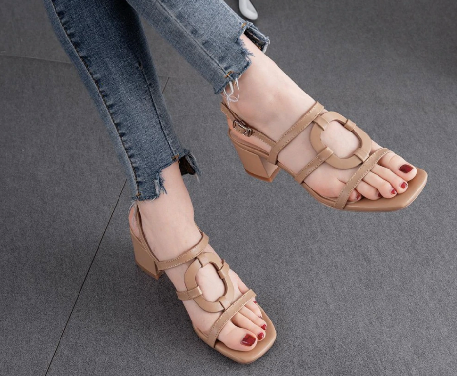 Leather Sandal Color Apricot Size 7 for Women