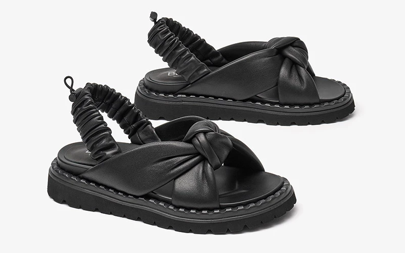 elastic band sandals color black size 5 for women