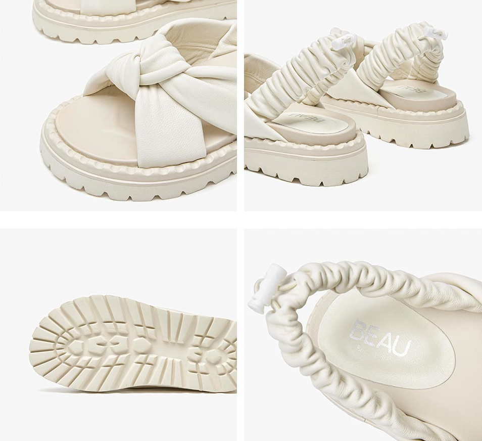 platform sandals color beige size 6.5 for women