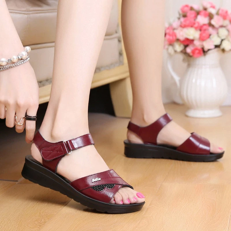 casual sandal color red size 5.5 for women