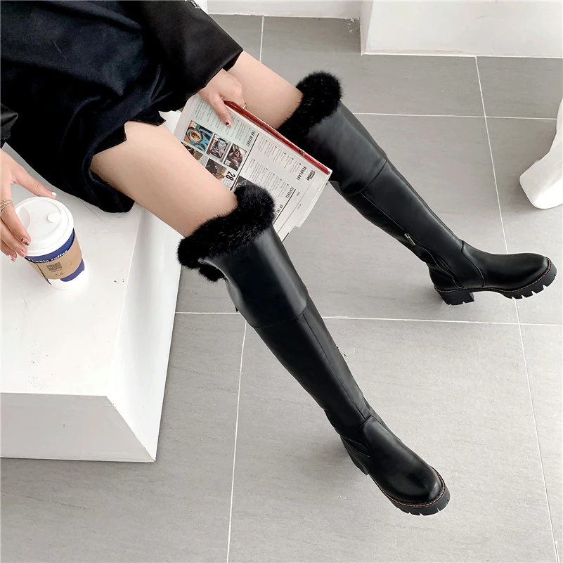 platform boots color black size 8 for women