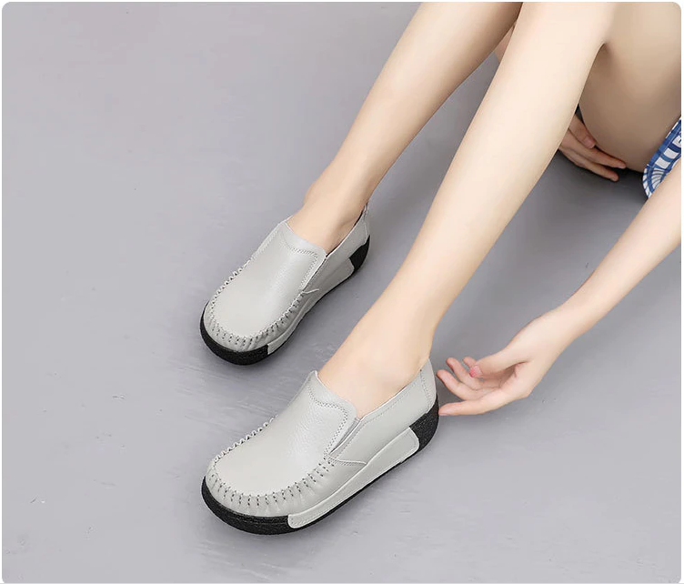 Round Toe Platform Shoes Color Gray Size 7 for Women