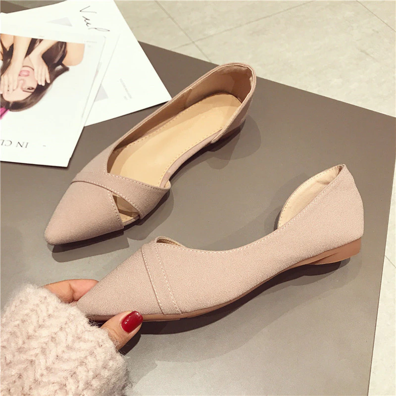pointed toe flat shoes color pink size 7 for women