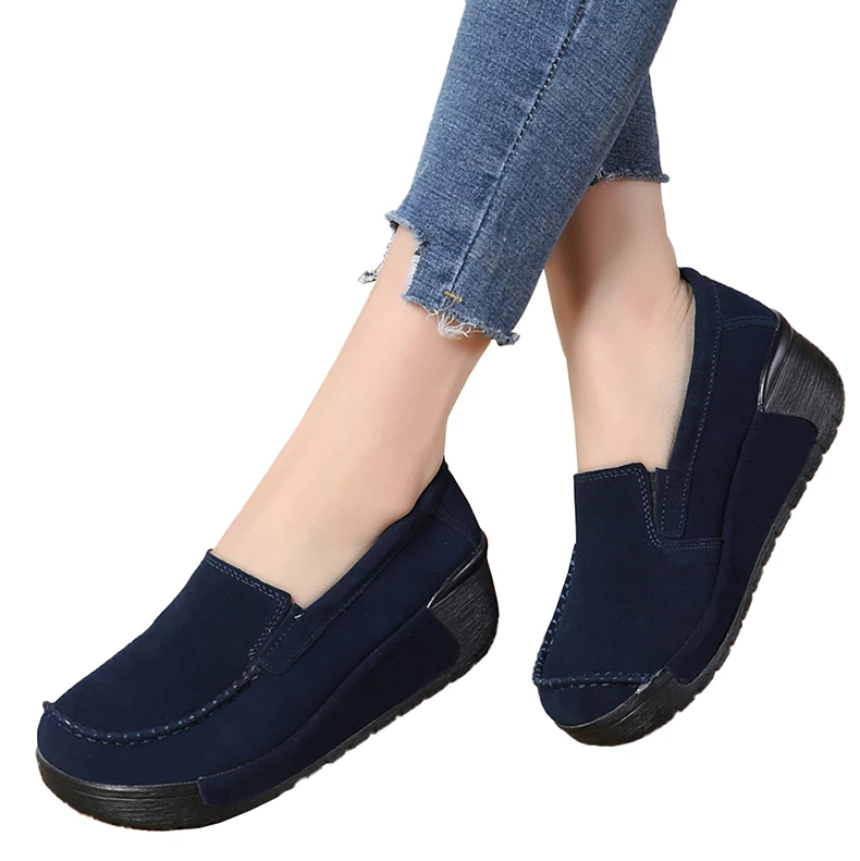 platform loafer shoes color black size 6.5 for women