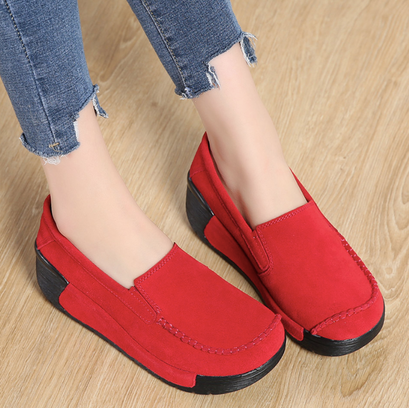casual loafer shoes color red size 8.5 for women