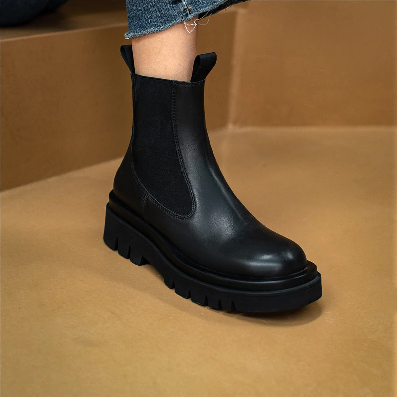 Leather Boots Color Black Size 9 for Women