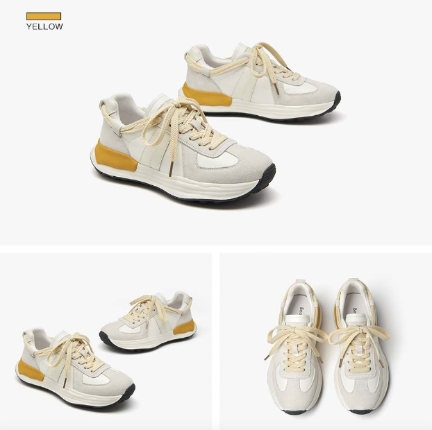 leather sneaker color yellow size 7 for women