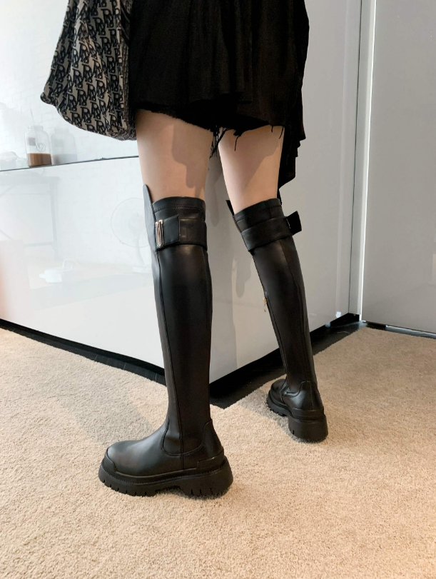 Autumn Platform Boots Color Black Size 9 for Women