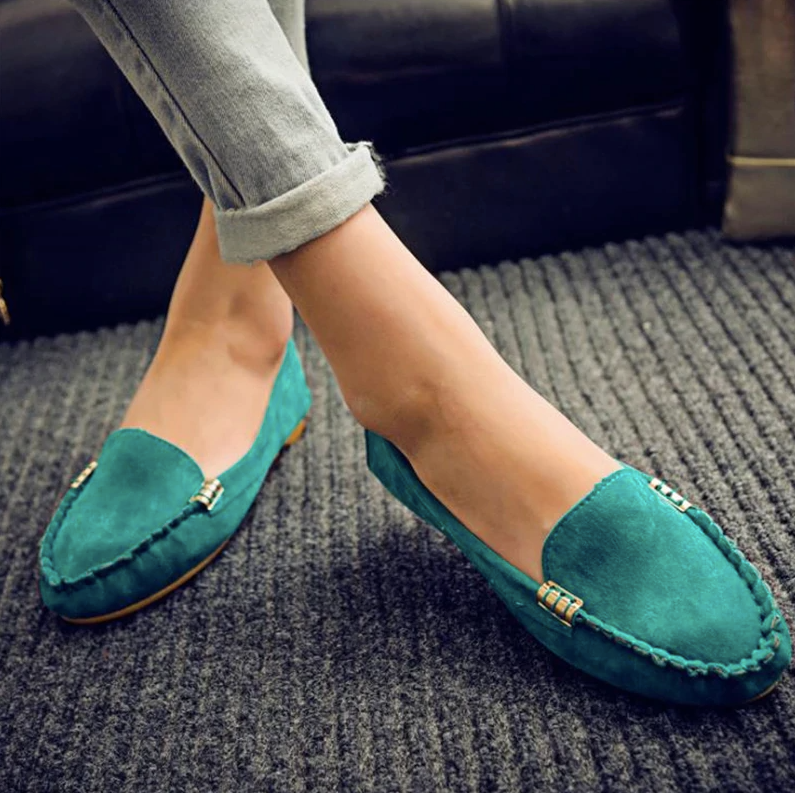 high quality slip on loafer shoes color green size 8.5 for women
