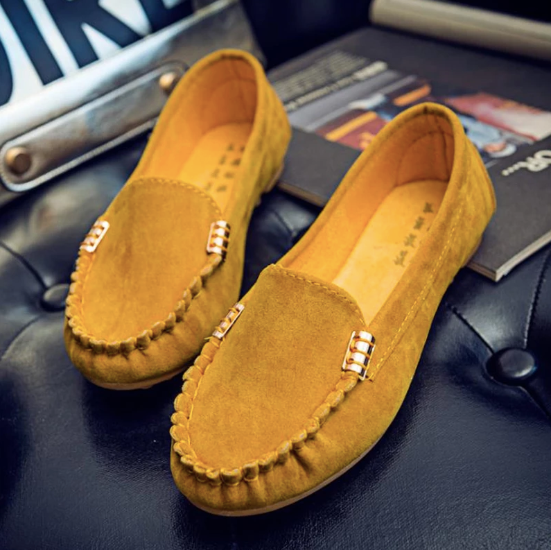 high quality slip on loafer shoes color yellow size 8 for women