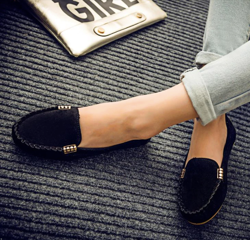 suede loafer shoes color black size 8.5 for women