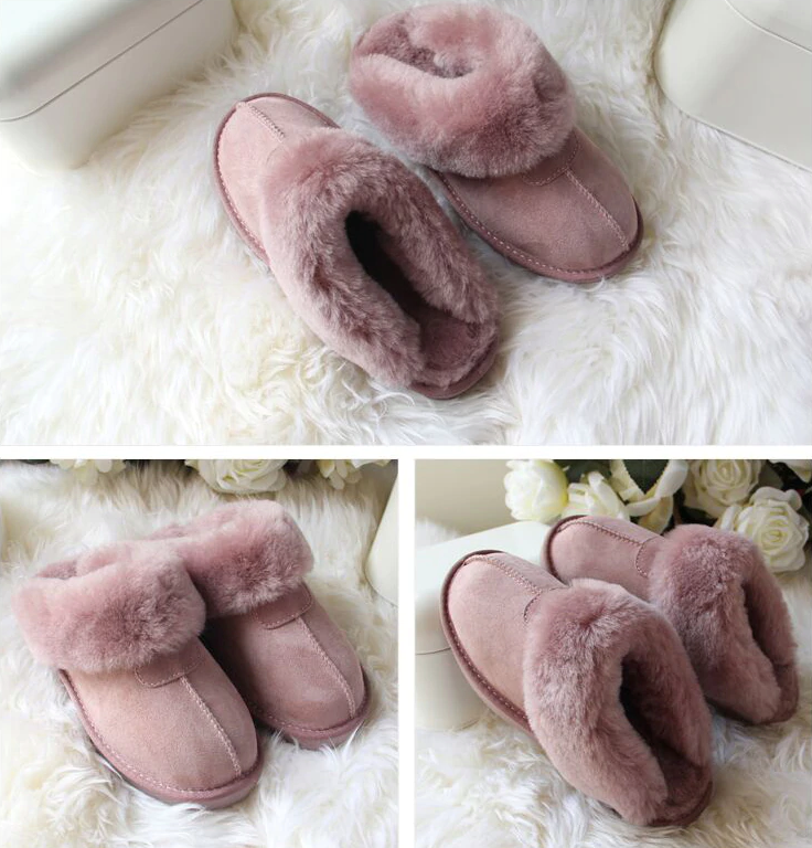 Comfortable Wool Slippers Color Pink Size 4.5 for Women