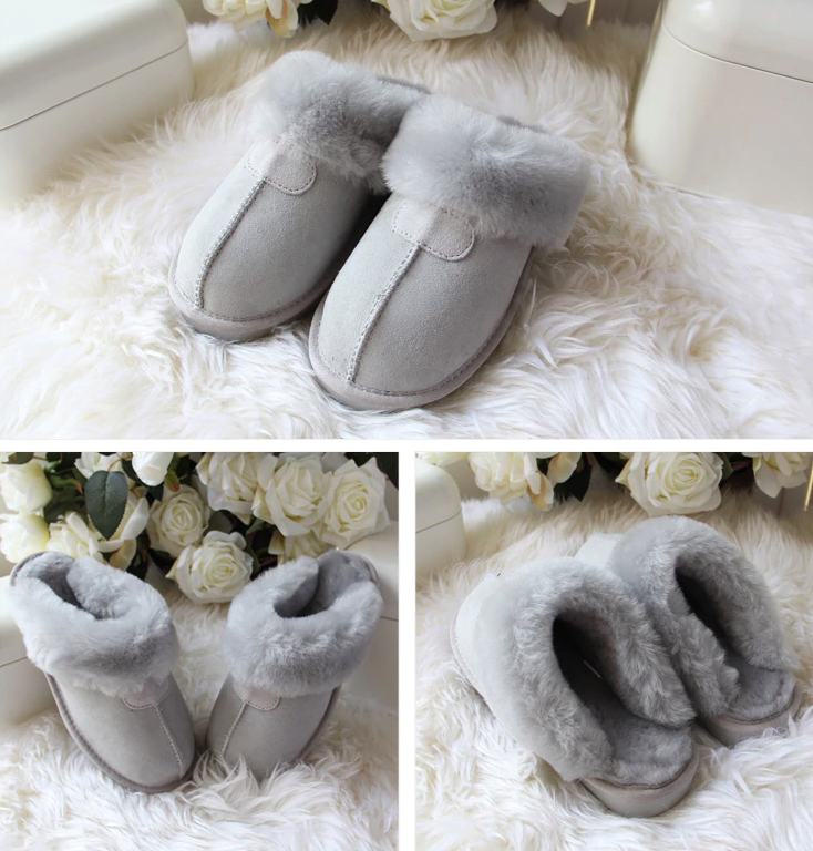 Comfortable Slippers Color Gray Size 5.5 for Women