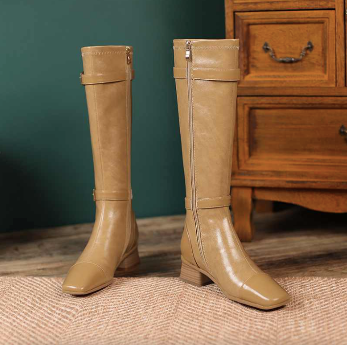 zipper boots color apricot size 7.5 for women