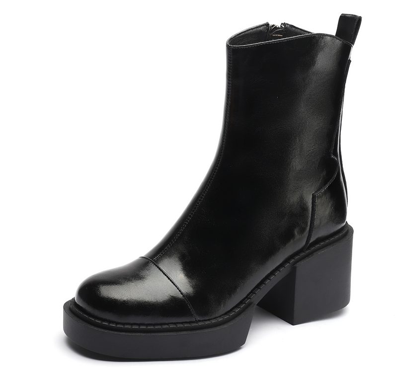 platform leather boots color black size 5.5 for women
