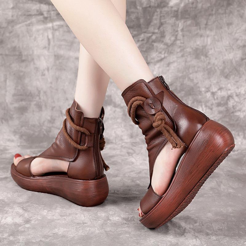 zipper sandals color brown size 7 for women