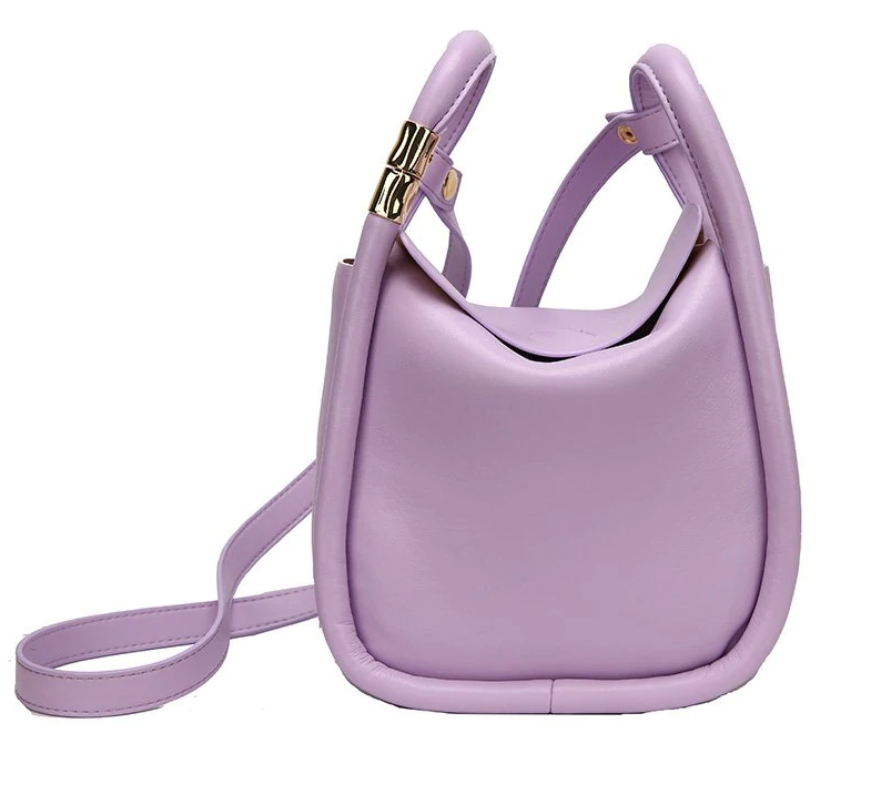 leather handbag color purple small for women