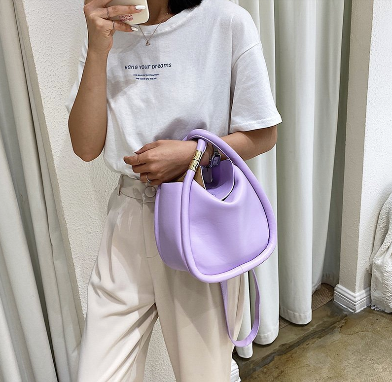 casual handbag color purple small for women