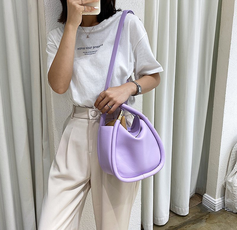 top-handle handbag color purple small for women