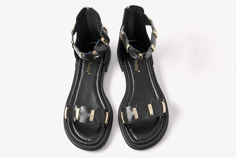 open toe sandals color black size 6.5 for women
