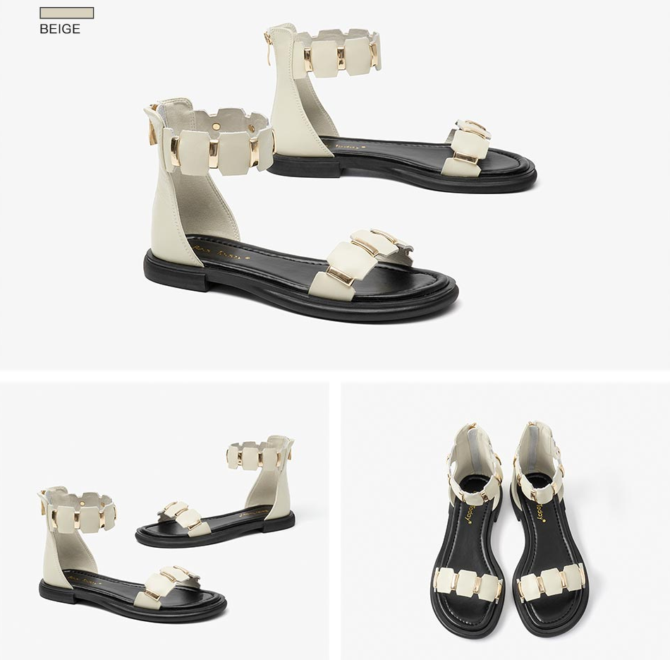 ankle sandals color beige size 6 for women