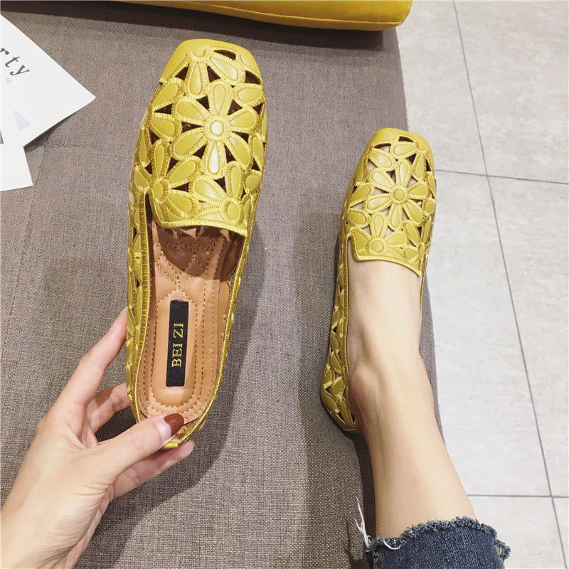 leather loafer shoes color yellow size 7 for women