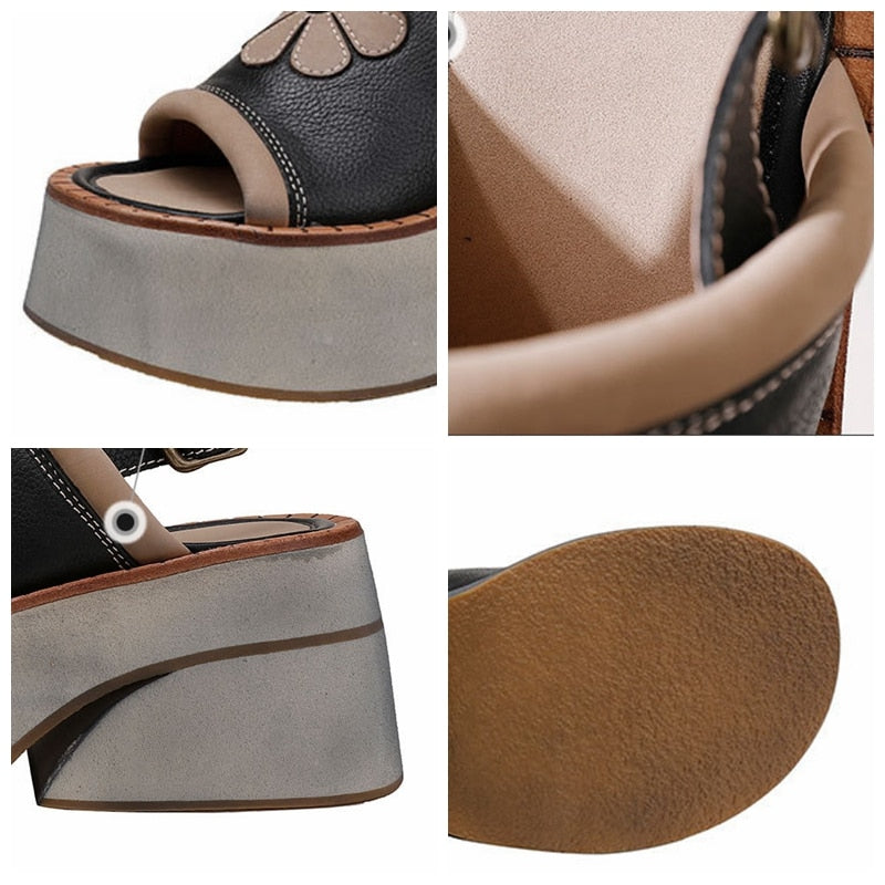 buckle strap sandal color black size 6 for women