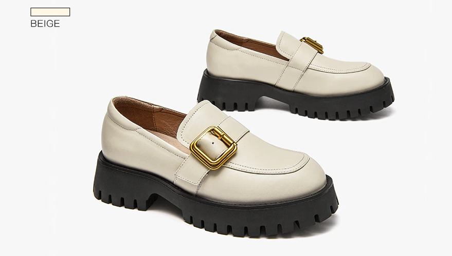 platform loafer shoes color beige size 7 for women