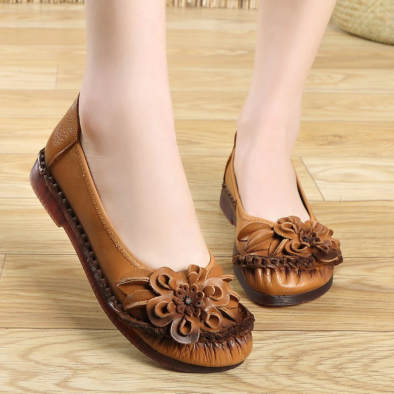 Dress Flat Shoes Color Brown Size 9 for Women