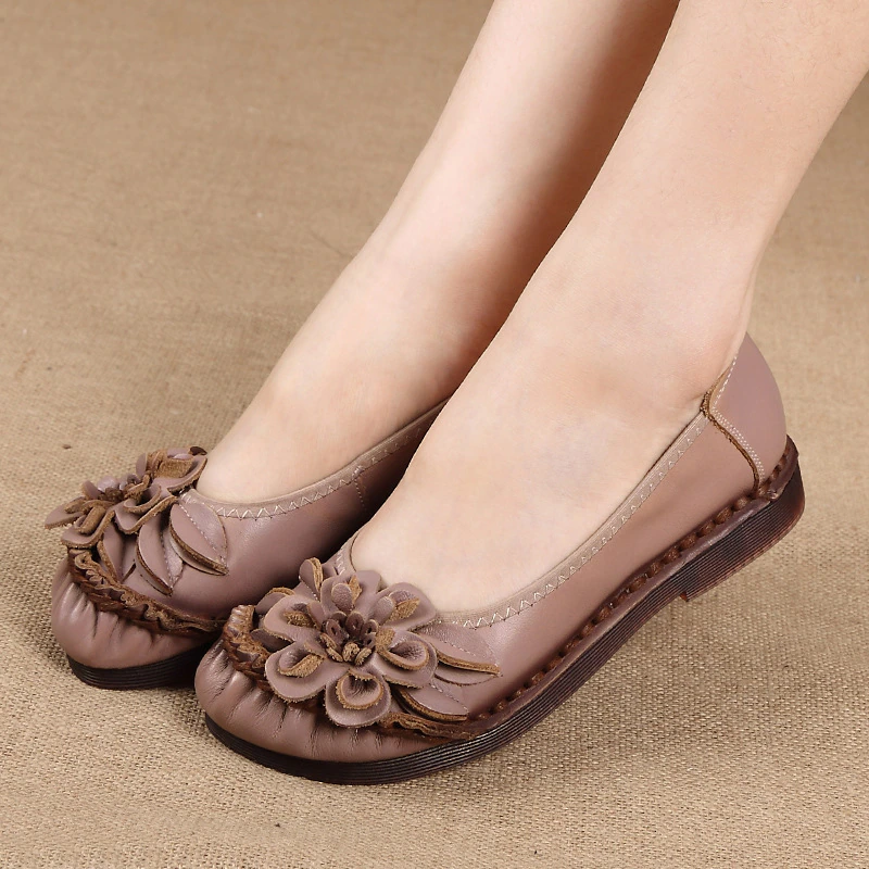 Platform Flat Shoes Color Khaki Size 9.5 for Women