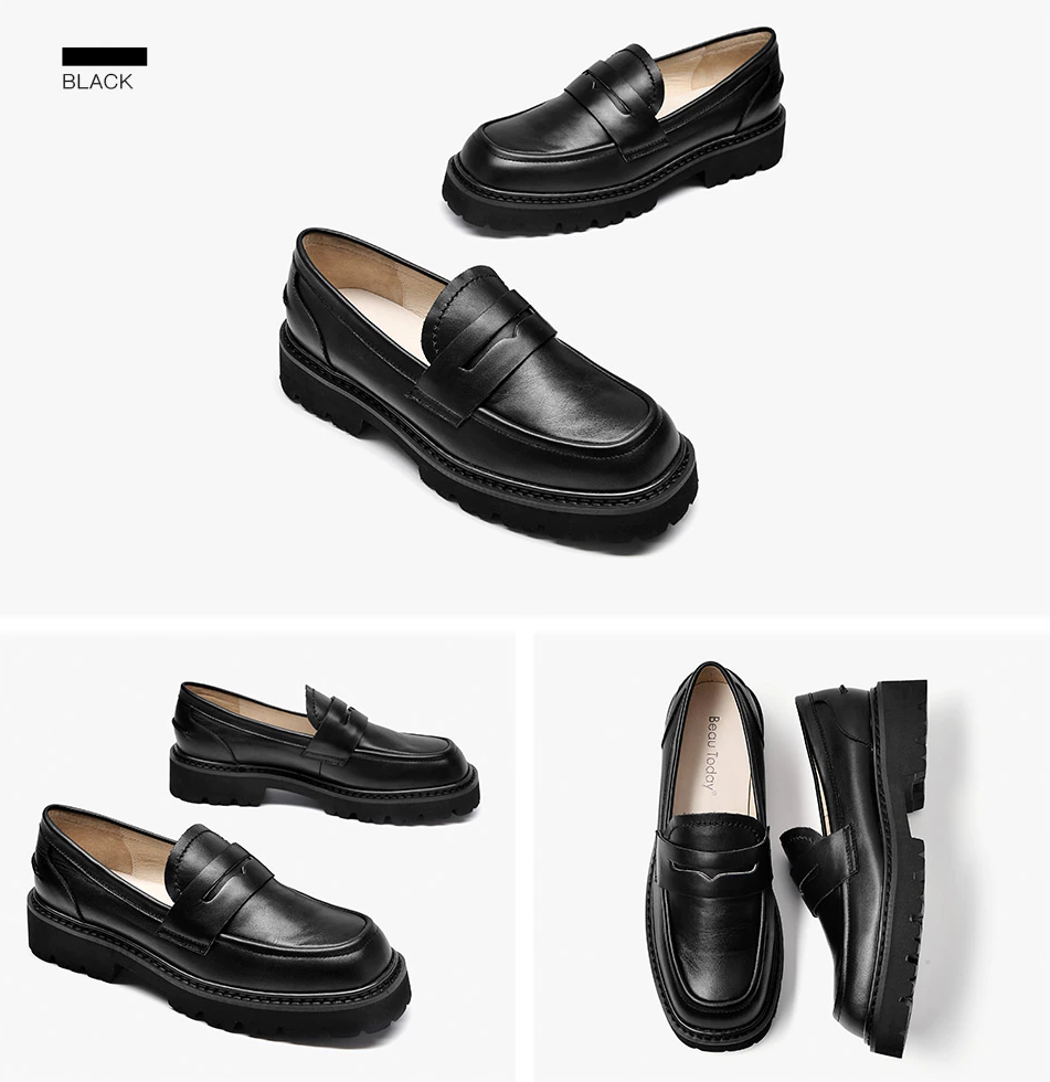 Leather Loafer Color Black Size 6 for Women