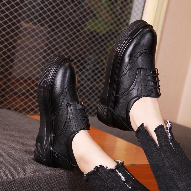 autumn oxford shoes color black size 6 for women