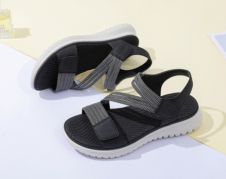elastic band sandals color black size 7 for women