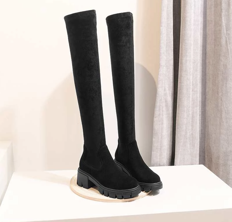 Over The Knee Boots Color Black Size 6 for Women