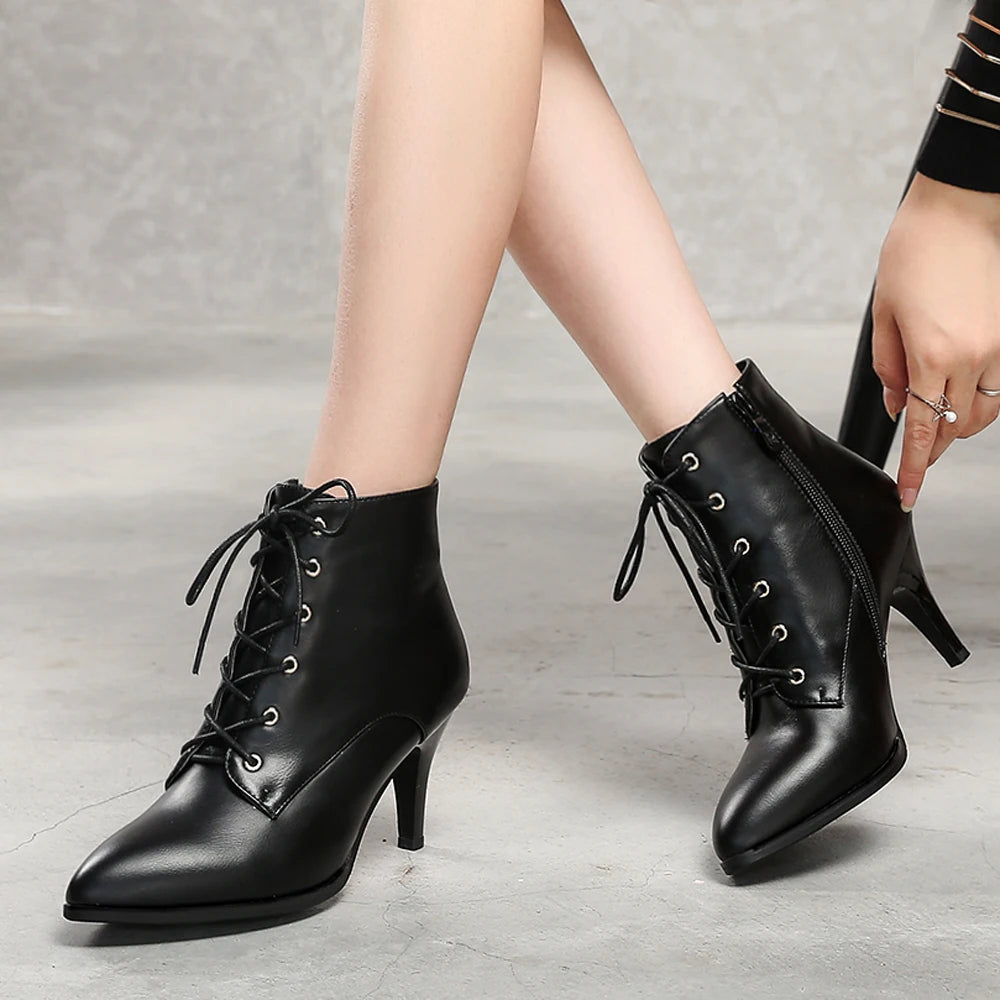 ankle boots color black size 8 for women