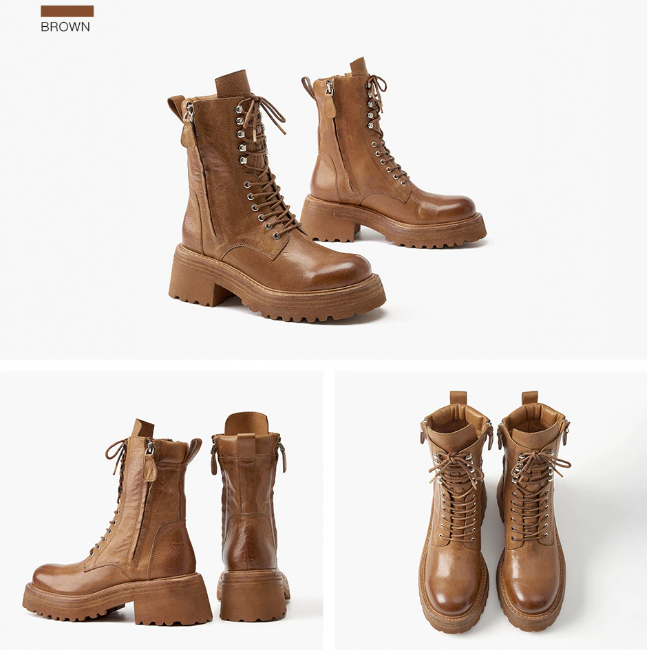 platform boots color brown size 7 for women