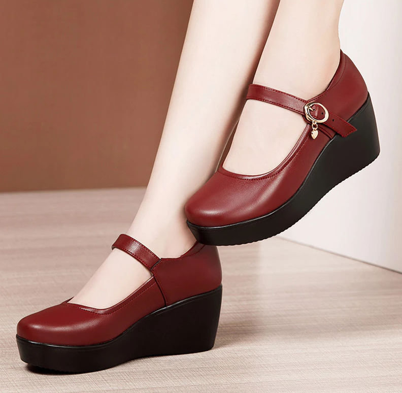 buckle strap platform shoes color brown size 8.5 for women