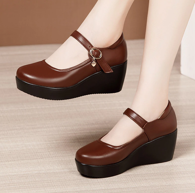 ankle strap platform shoes color brown size 8.5 for women