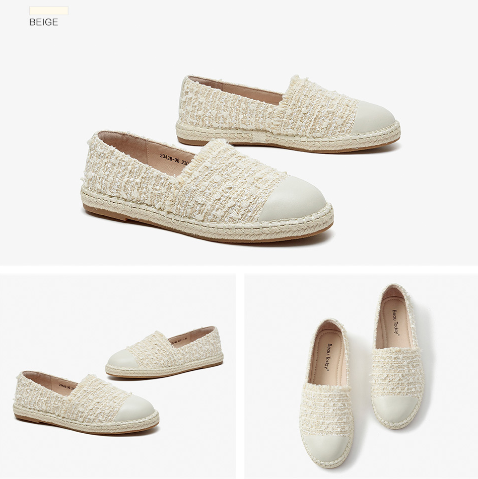 leather espadrille color beige size 6.5 for women