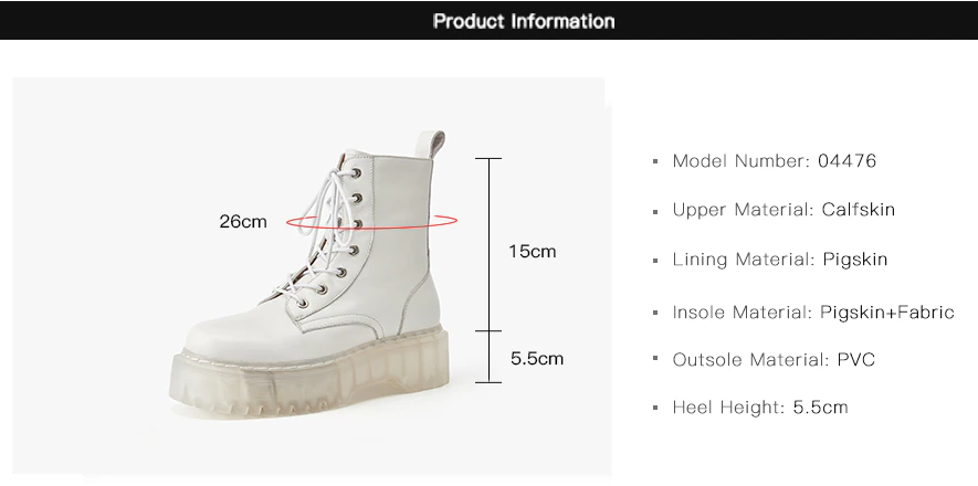 Platform Boots Color White Size 5 for Women