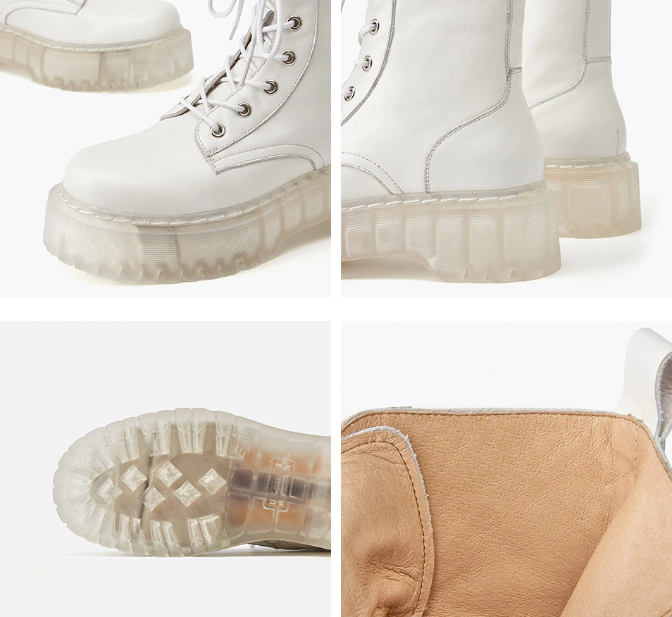 Leather Boots Color White Size 8 for Women