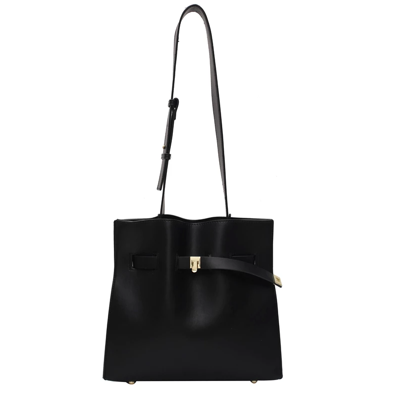 leather handbag color black medium for women