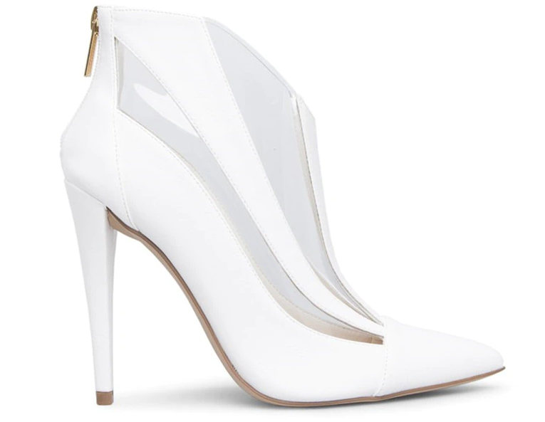 high heel booties color white size 5 for women
