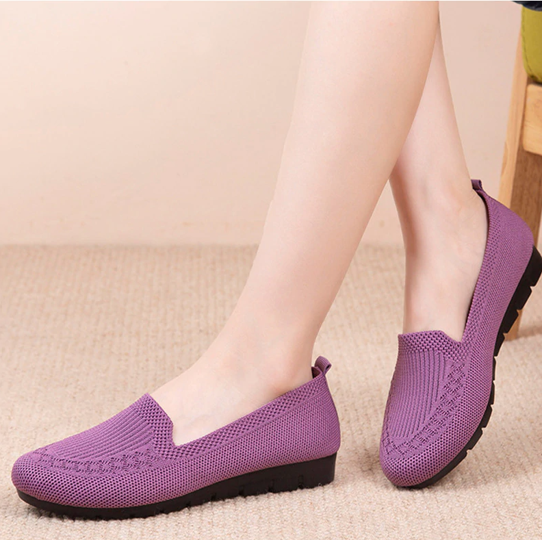 Lucie Women's Loafers purple, Classic Fit Breathable Knit Slip-On