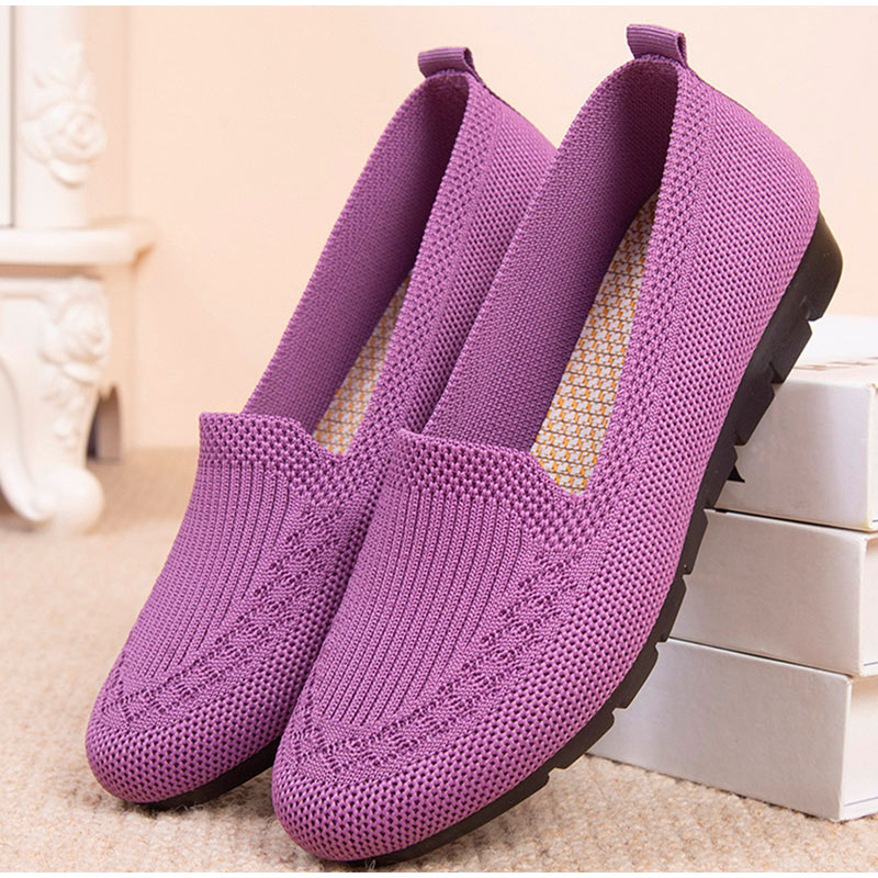 Lucie Women's Loafers purple, Classic Fit Breathable Knit Slip-On
